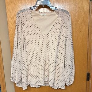 5 for $25  Maurices Cream and Black Dotted Blouse